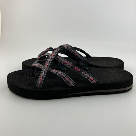 Teva Women's Olowahu Flip-Flop Size 7 Gray Pink Teal - Picture 6 of 7